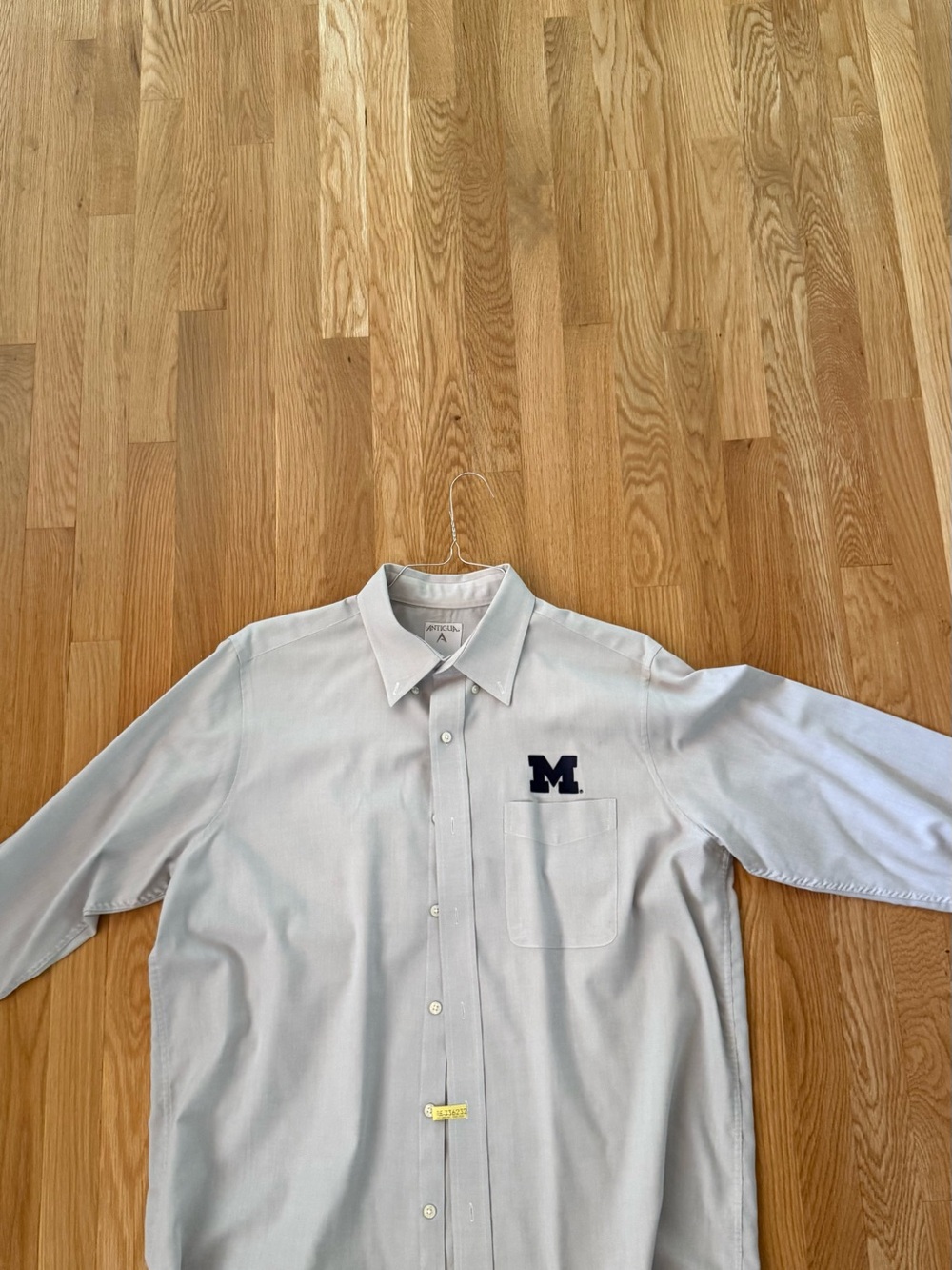 Men's Light Blue Oxford Dress Shirt with Navy 'M' Chest Patch